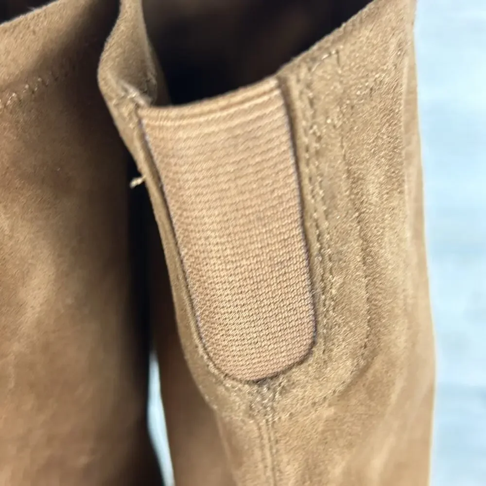 Marc Fisher Womens 5 Tan Garalyn Suede Over-the-Knee Boots Block Heel NEW
